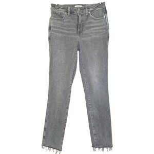Madewell Curvy Mid-Rise Stovepipe Jeans Washed Black Raw Hem 29T Tall Grey